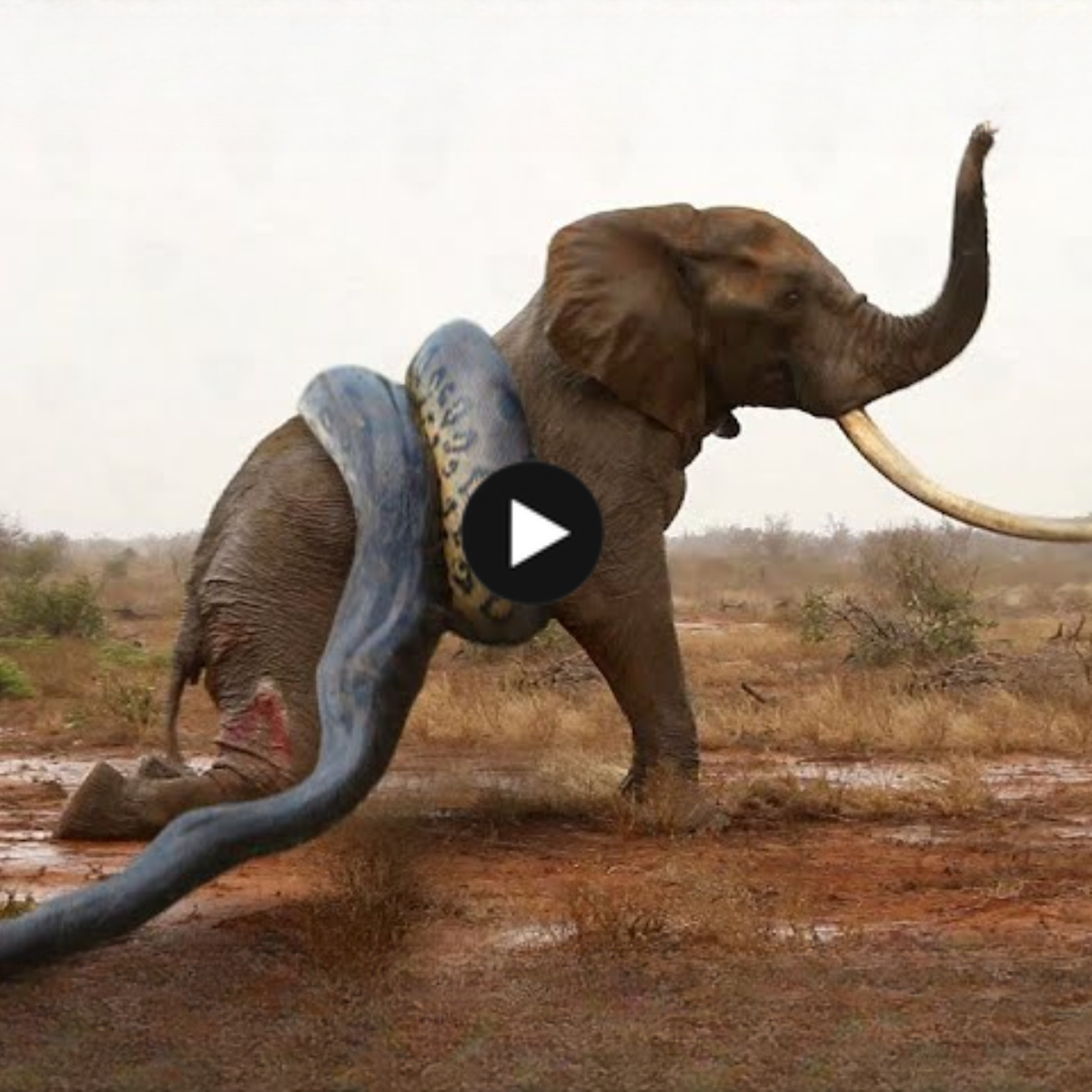 Because the enormous python was too strong for Elephant, she lost the tight combat terribly (video).