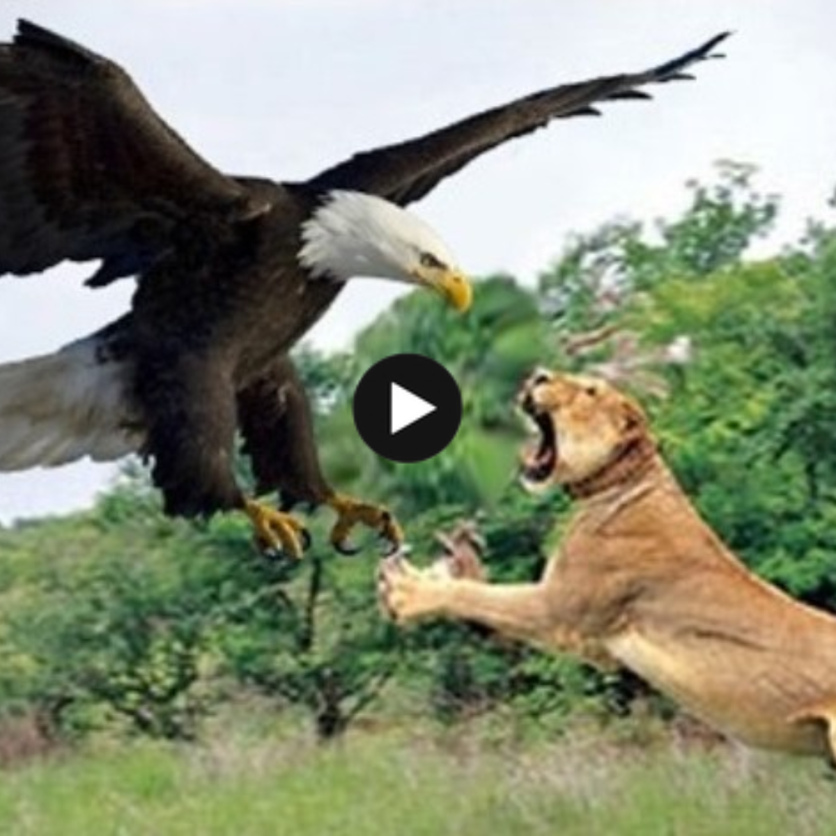 Using its razor-sharp talons, the African eagle brings down the lion king and tenderly hoists it into the air.