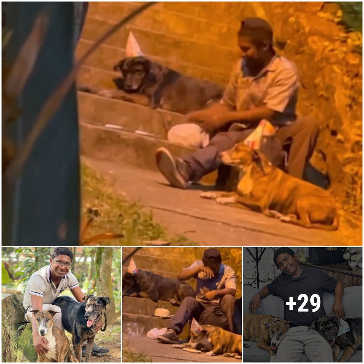 A touching scene as this homeless man celebrates his dog’s birthday in the most wonderful way