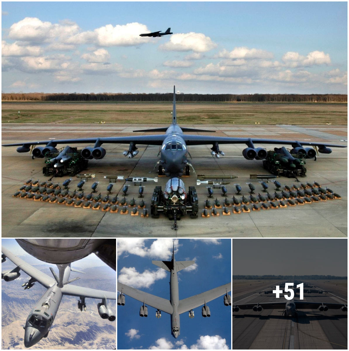 16 photos depicting the machine leading the game. B-52 aircraft