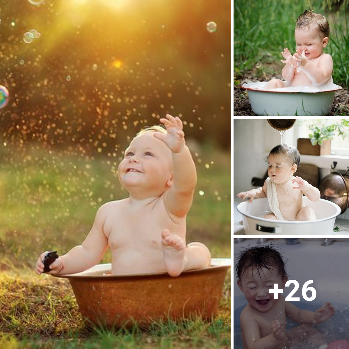 Check out these fun and adorable pictures of babies having fun in bathrooms filled with water.
