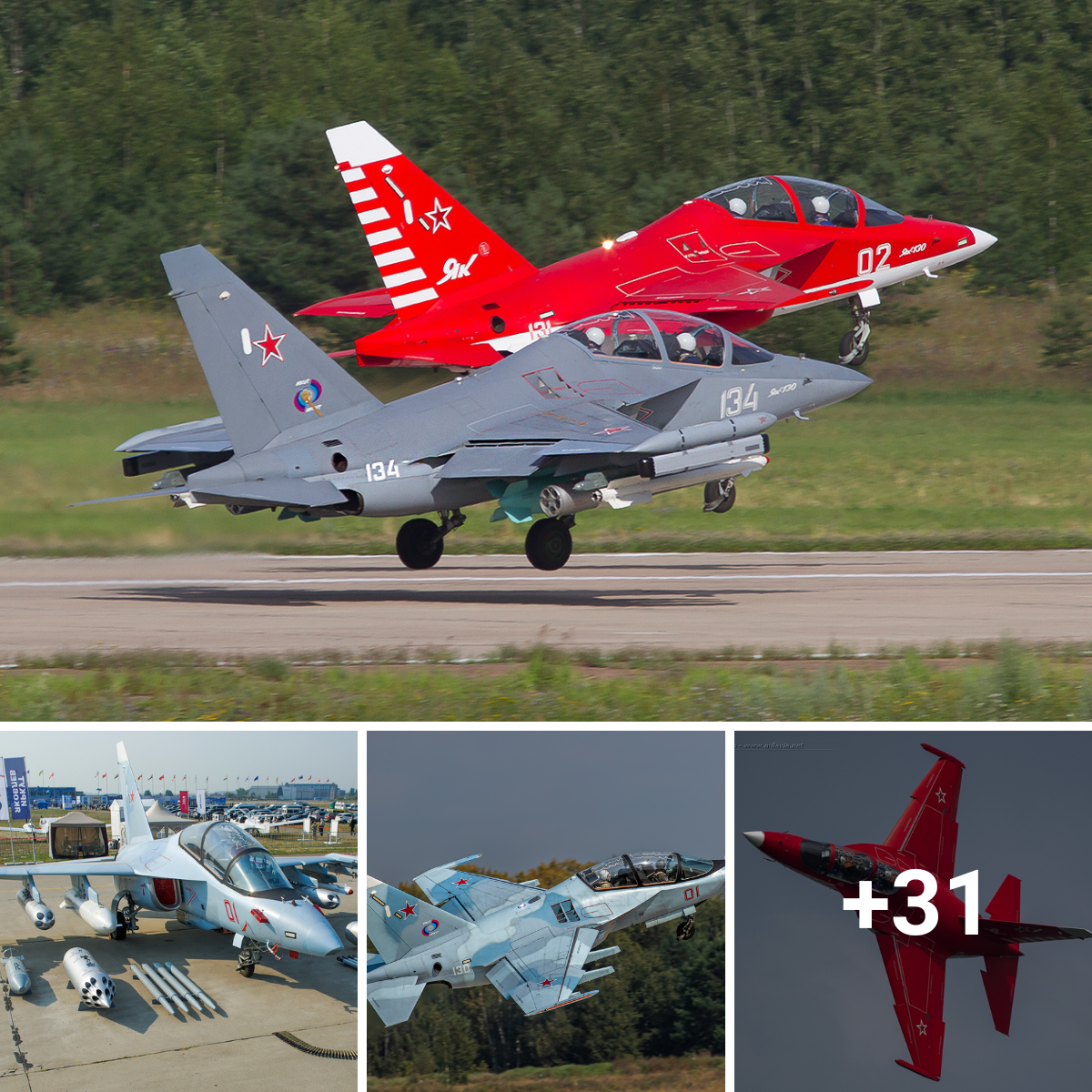 The Yakovlev Yak-130 Mitten is a light combat aircraft and an advanced jet trainer.